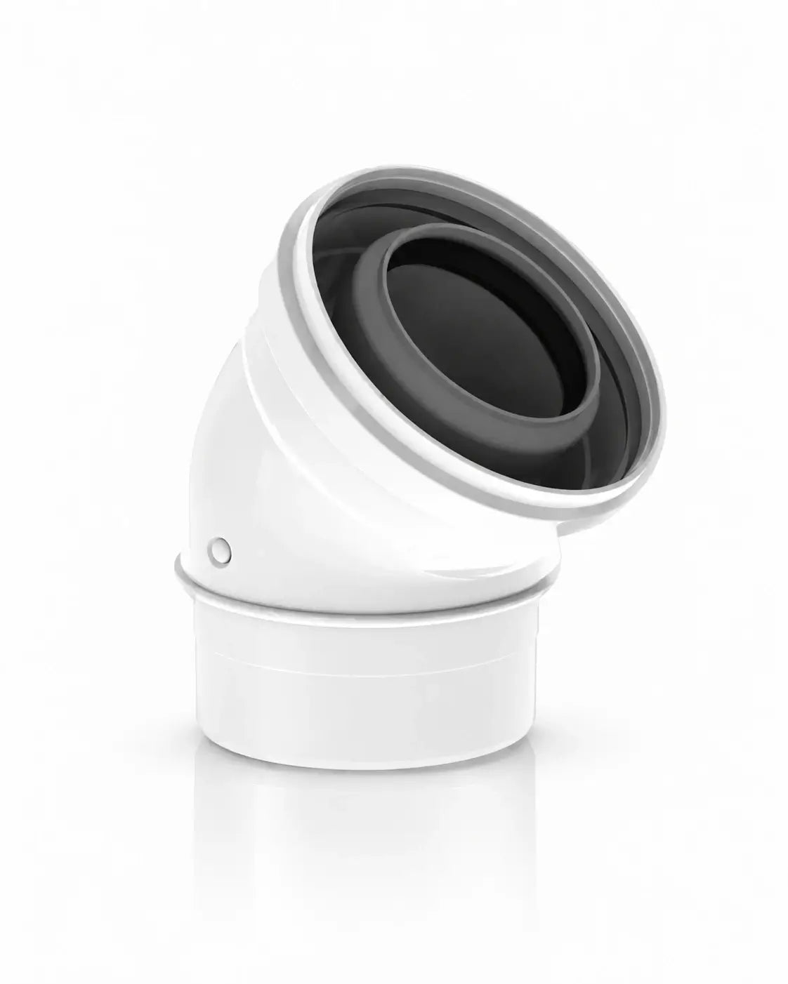 Burgerhout Twinsafe PP 60/100 bocht 45 graden wit voor rookgasafvoer